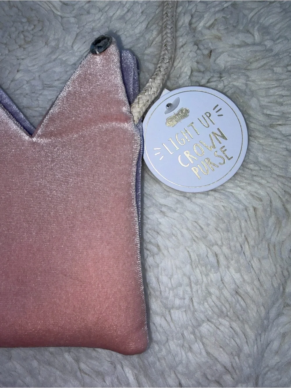 NWT Mud Pie Purple Pink Double Sided Light Up Crown Purse Velvet Magnetic